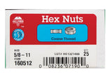 Hillman 5/8 in. Zinc-Plated Steel USS Hex Nut 25 pk