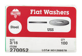 HILLMAN Zinc-Plated Steel 3/16 in. USS Flat Washer 100 pk