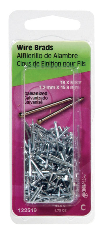 HILLMAN 18 Ga. X 5/8 in. L Galvanized Steel Brad Nails 1 pk 1.75 oz, Pack of 6