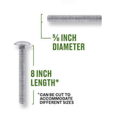 HILLMAN 5/8 in. X 8 in. L Hot Dipped Galvanized Steel Carriage Bolt 25 pk