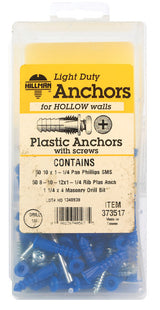 HILLMAN 0.164 in. D X 1-1/4 in. L Plastic Pan Head Ribbed Anchor Kit 101 pk