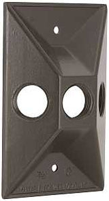 Hubbell 5189-2 Cover, Cluster, Lampholder, 4-19/32 in L, 2-27/32 in W, Rectangular, 1-Gang, Zinc, Bronze, 20/CT