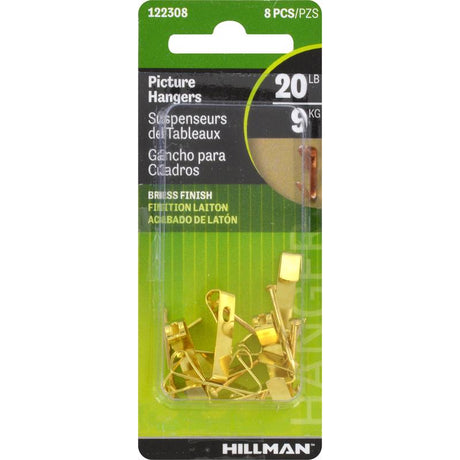 HILLMAN Brass-Plated Gold Conventional Picture Hanger 20 lb 8 pk, Pack of 10