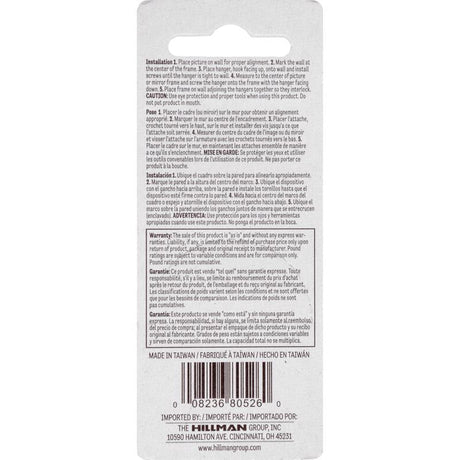 HILLMAN Silver Flush-Mount Picture Hanger 2 pk, Pack of 10