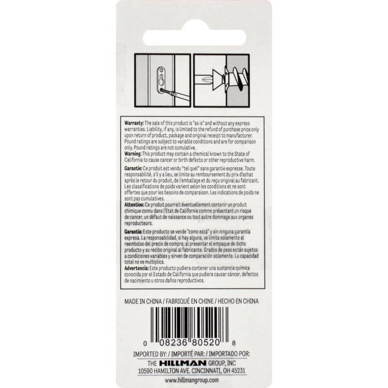 HILLMAN Steel-Plated Silver Keyhole Picture Hanger 20 lb 2 pk, Pack of 10