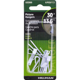 HILLMAN Steel-Plated White Conventional Picture Hanger 30 lb 6 pk, Pack of 10