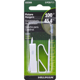 HILLMAN Steel-Plated White Standard Picture Hanger 100 lb 2 pk, Pack of 10