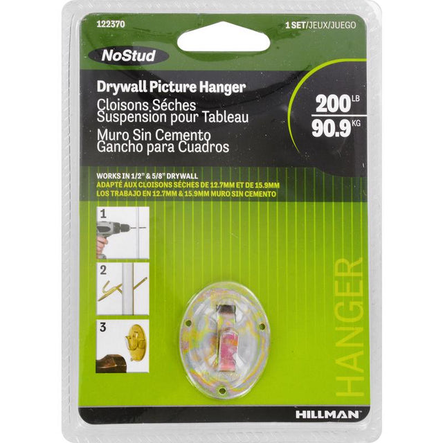 HILLMAN Zinc Drywall Picture Hanger 200 lb 1 pk, Pack of 5