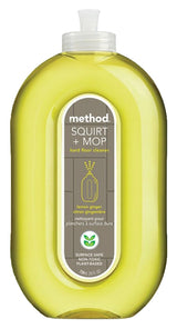 method Squirt + Mop 563 Hard Floor Cleaner, 25 oz Bottle, Liquid, Lemon Ginger, Yellow
