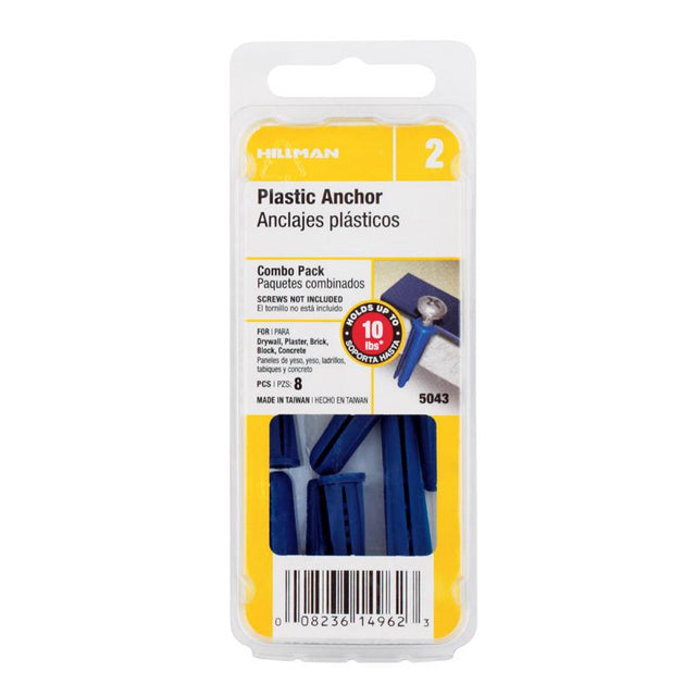 HILLMAN 0.4 in. D X 0.75 in. L Plastic Pan Head Conical Anchor Kit 8 pk, Pack of 10