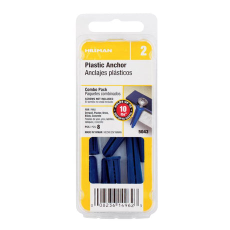 HILLMAN 0.4 in. D X 0.75 in. L Plastic Pan Head Conical Anchor Kit 8 pk, Pack of 10