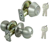 ProSource B9621BRA4F Deadbolt and Entry Lockset, Knob Handle, Ball Design, Stainless Steel, 3 Grade, Stainless Steel, Pack of 2
