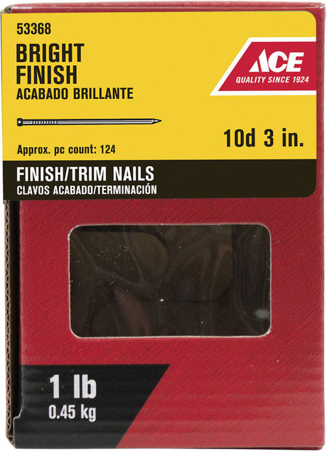 Ace 10D 3 in. Finishing Bright Steel Nail Countersunk Head 1 lb