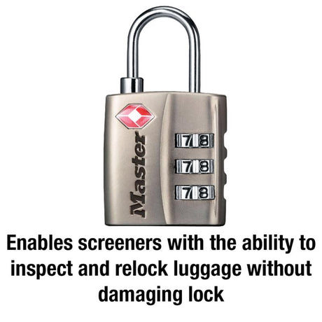 Master Lock 1-5/16 in. H X 3/8 in. W X 1-3/16 in. L Metal 3-Dial Combination Luggage Lock