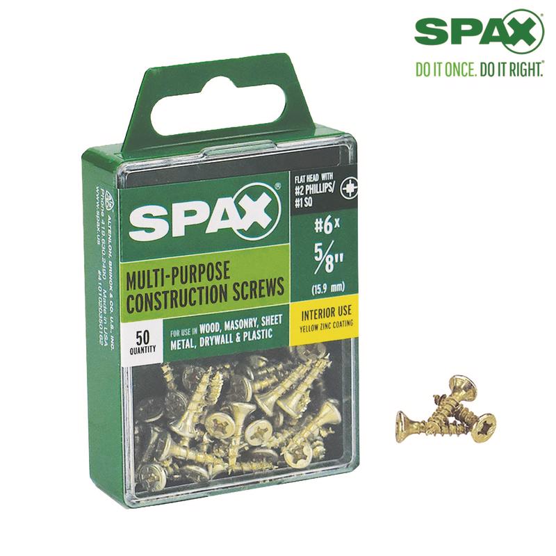 SPAX Multi-Material No. 6 Label X 5/8 in. L Unidrive Flat Head Serrated Construction Screws