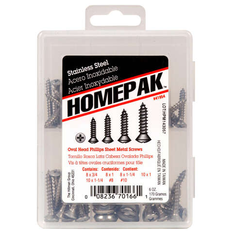 Homepak Assorted Phillips Oval Head Sheet Metal Screw Kit