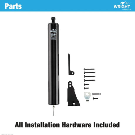 Wright Products V152BL Pneumatic Storm Door Closer, 10-1/2 in Dia Rod, 12-1/4 in L, Gloss, 90 deg Opening