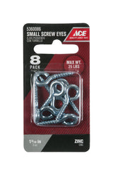 Ace 1/8 in. D X 1-3/16 in. L Zinc-Plated Steel Screw Eye 25 lb. cap. 8 pk, Pack of 5