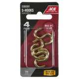 Ace Medium Bright Brass Green Brass 1 in. L Heavy S-Hook 15 lb 4 pk, Pack of 5