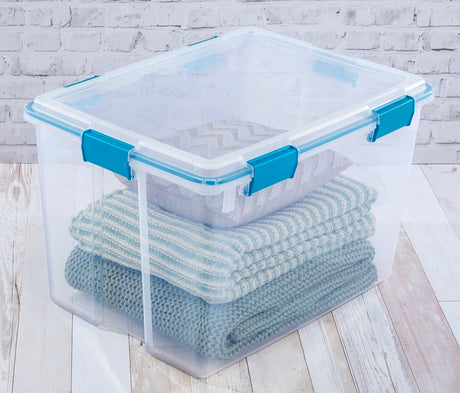 Sterilite 19384304 Gasket Box, 80 qt Capacity, Clear, 24 in L, 18 in W, 15-1/4 in H