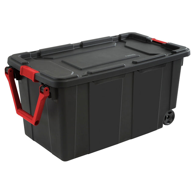 Sterilite 14699002 Wheeled Industrial Tote, Metal, Black, 36-3/4 in L, 21-3/8 in W, 18 in H