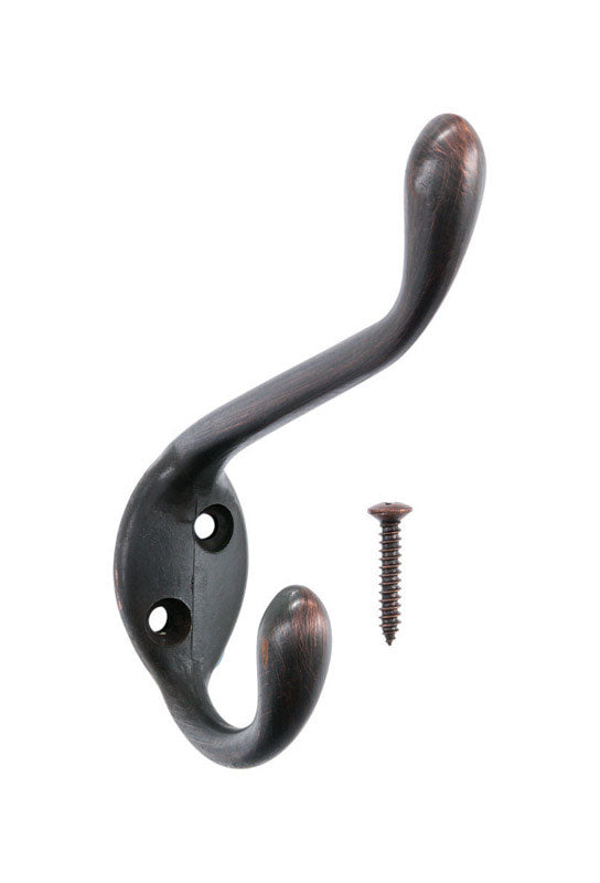 Ace 3-1/2 in. L Oil Rubbed Bronze Brown Metal Medium Garment Hook 1 pk, Pack of 5