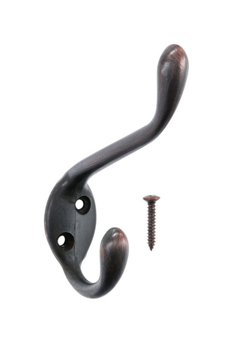 Ace 3-1/2 in. L Oil Rubbed Bronze Brown Metal Medium Garment Hook 1 pk, Pack of 5