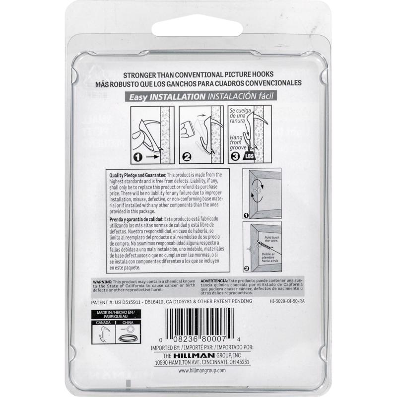 HILLMAN WallBiter Brass-Plated Silver Light Duty Picture Hook Kit 30 lb 5 pk, Pack of 5