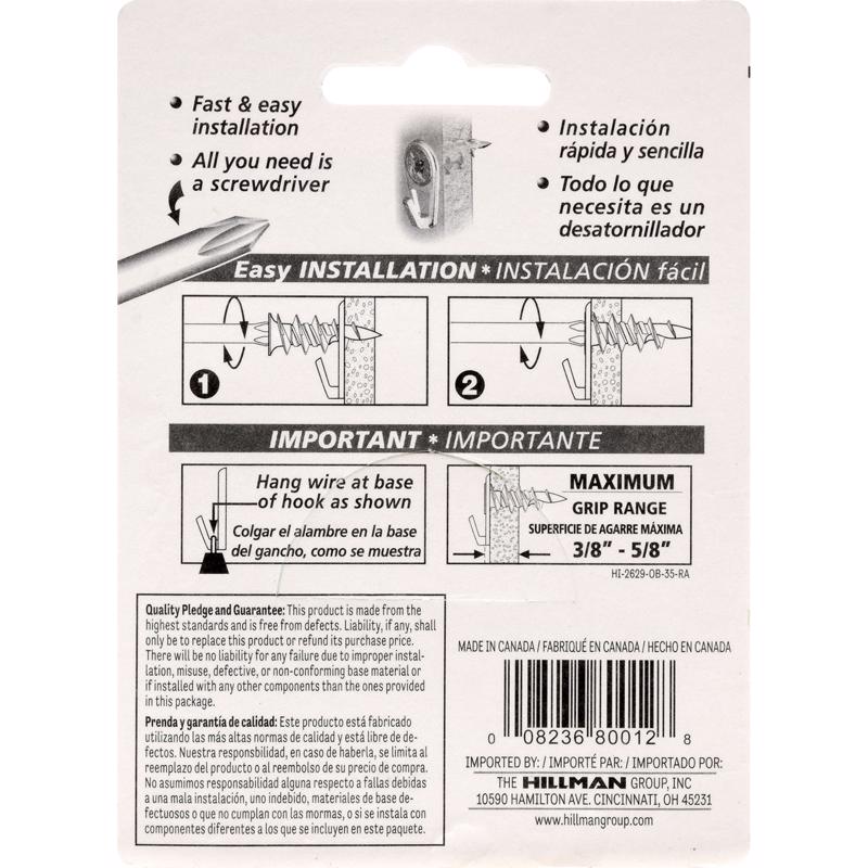 HILLMAN WallDriller Brass-Plated Gold Drywall Picture Hook 35 lb 10 pk