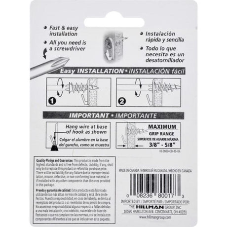 HILLMAN Wall Driller White Drywall Picture Hook 50 lb 6 pk