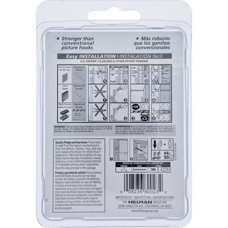 HILLMAN MegaHook Brass-Plated Gold Heavy Duty Picture Hook Kit 75 lb 9 pk