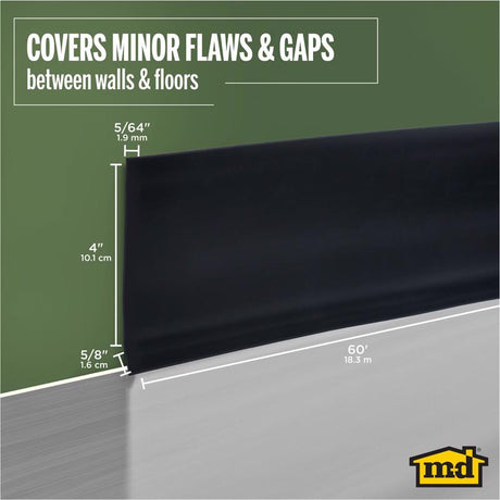 M-D Building Products 4 in. H X 0.08 in. W X 60 ft. L Prefinished Black Vinyl Wall Base