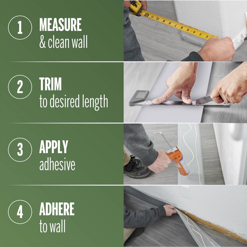 M-D Building Products 4 in. H X 0.08 in. W X 60 ft. L Dry Back Silver Gray Vinyl Wall Base