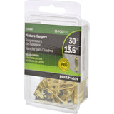 HILLMAN Brass-Plated Professional Picture Hanger 30 lb 25 pk, Pack of 5