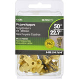 HILLMAN Brass-Plated Gold Professional Picture Hanger 50 lb 20 pk, Pack of 5