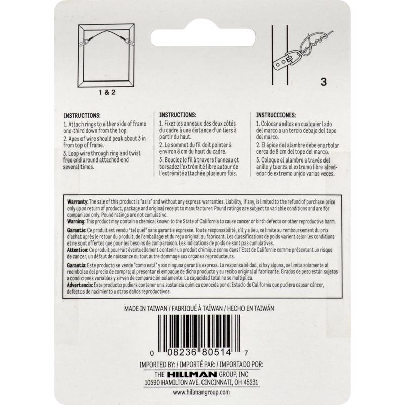 HILLMAN Plastic Coated Silver Picture Wire 30 lb 1 pk, Pack of 10