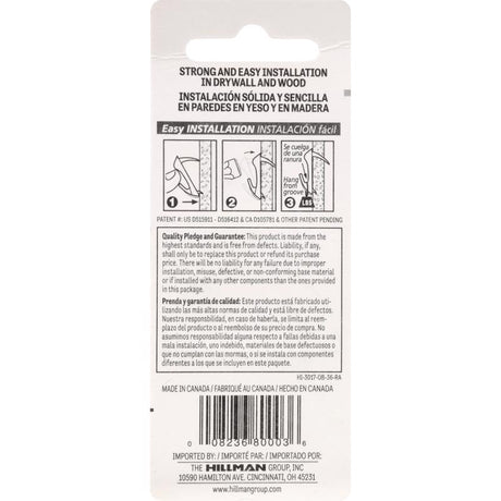 HILLMAN WallBiter White Small Picture Hook 30 lb 4 pk, Pack of 10
