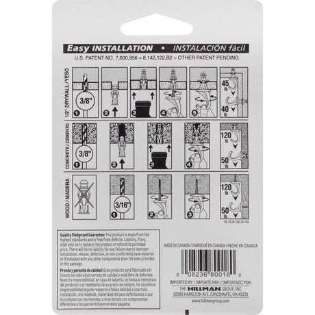 HILLMAN Large White Steel 0.95 in. L Ceiling Hook 75 lb 1 pk, Pack of 5