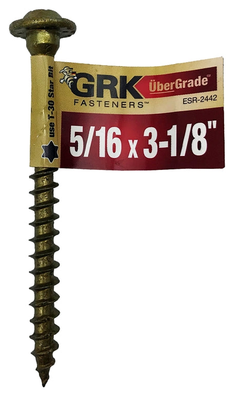 GRK Fasteners RSS 96001 Structural Screw, 5/16 in Thread, 3-1/8 in L, Washer Head, Star Drive, Steel, 1 PK, Pack of 50