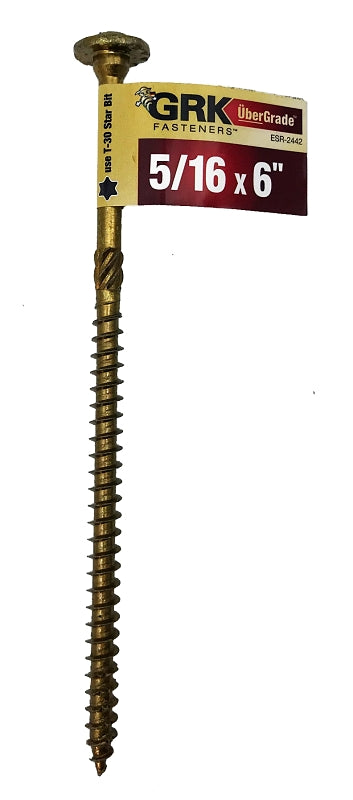 GRK Fasteners RSS 96015 Structural Screw, 5/16 in Thread, 6 in L, Washer Head, Star Drive, Steel, 1 PK, Pack of 40