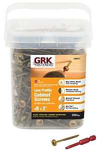 GRK Fasteners 96077 Cabinet Screw, #8 Thread, 2 in L, Washer Head, Star Drive, Steel, 330 PK