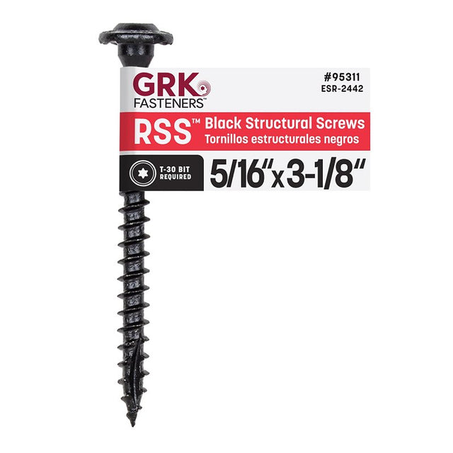 GRK Fasteners RSS Series 95311 Structural Screw, 3-1/8 in L, Coarse Thread, Washer Head, Torx Drive, Steel, Zinc-Plated, Pack of 50