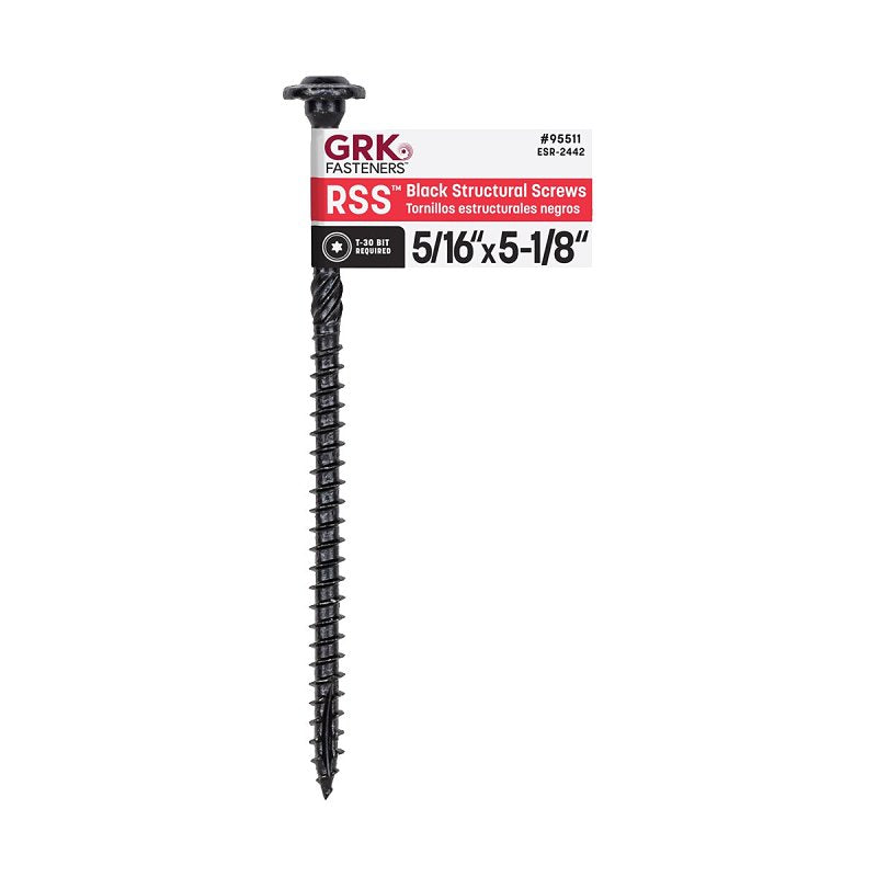 GRK Fasteners RSS Series 95511 Structural Screw, 5-1/8 in L, Coarse Thread, Washer Head, Torx Drive, Steel, Zinc-Plated, Pack of 50
