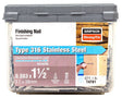 Simpson Strong-Tie T4FN1 Finishing Nail, 4D, 1-1/2 in L, 14 ga Gauge, Stainless Steel, Brad Head, Smooth Shank