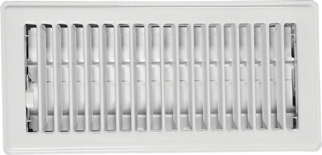 Imperial RG3296 Standard Floor Register, 7-3/4 in W Duct Opening, 3-3/4 in H Duct Opening, Steel, White