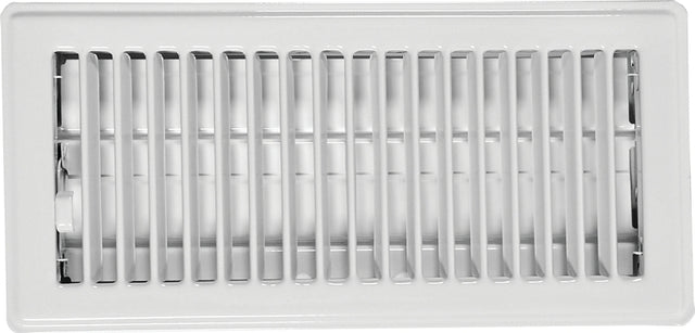 Imperial RG3296 Standard Floor Register, 7-3/4 in W Duct Opening, 3-3/4 in H Duct Opening, Steel, White
