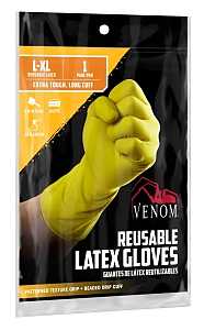 Venom Steel VEN9125 Reusable Gloves, L/XL, 9 in L, Latex, Green