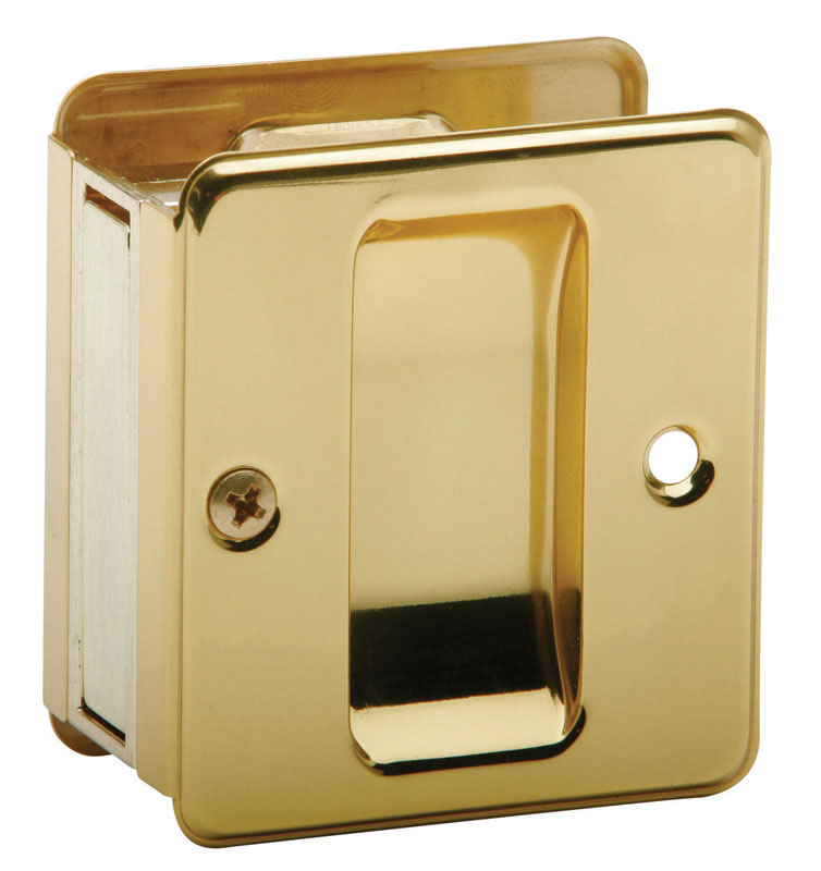 Schlage SC990B3 Pocket Door Pull, 2-1/2 in W, 2-3/4 in H, Brass, Brass