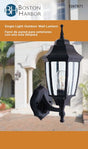 Boston Harbor BRT-BPP1611-BK Outdoor Wall Lantern, 120 V, 60 W, A19 or CFL Lamp, Aluminum Fixture, Black