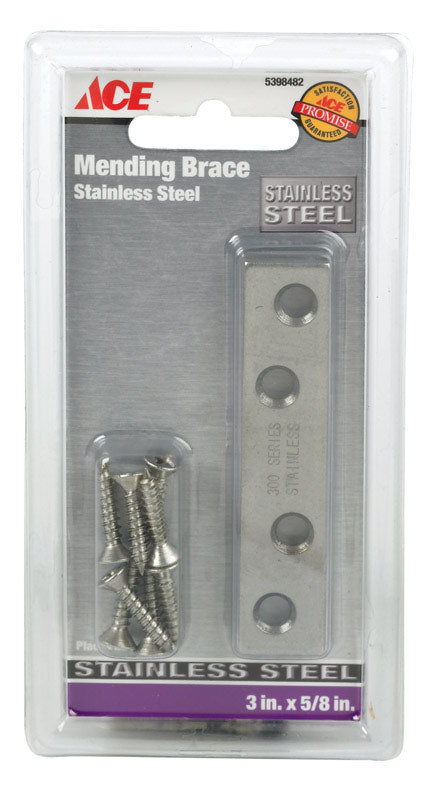 Ace 3 in. H X 0.625 in. W X 3 in. L Stainless Steel Mending Brace